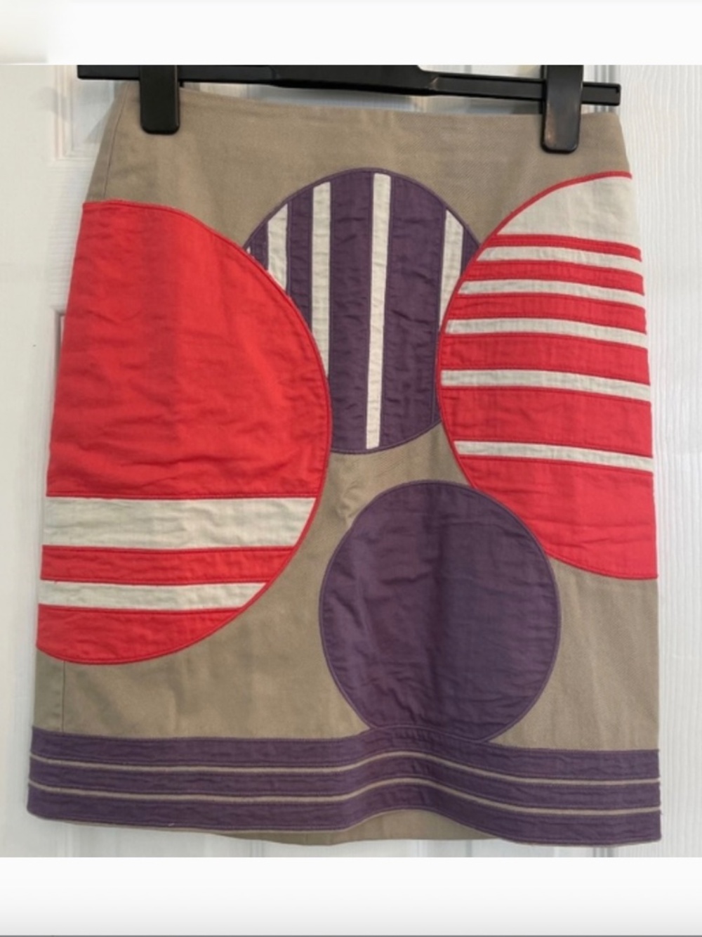 BODEN Funky Mini Skirt 2 appliqué tan purple pink Lined